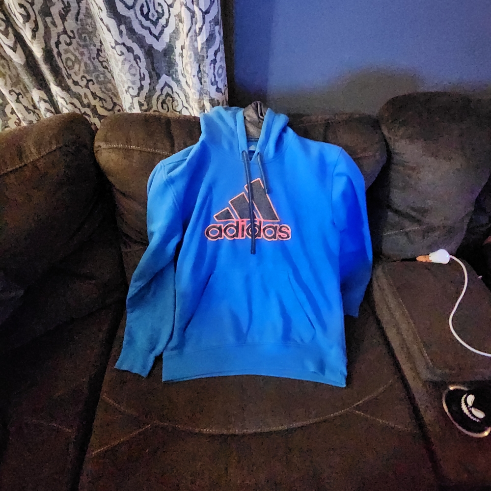 Adidas Men's Blue Hoodie with Logo